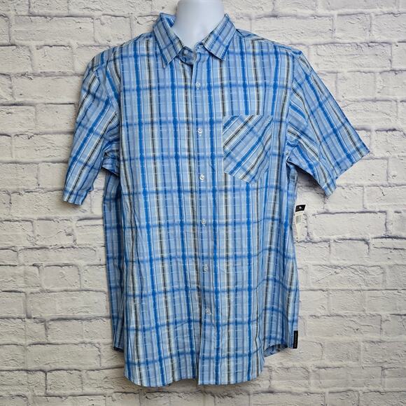 NWT Sean John Shirt Mens Size XXL Original Fit Plaid Button Down Powder Blue - Picture 1 of 16